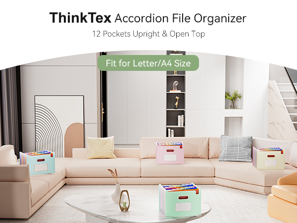 ThinkTex Accordion File Organizer, 12 - Pocket Expanding File Folders
