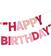 Vuzvuv Pre-Strung Felt Happy Birthday Garland with Pompom Balls, Handmade Happy Birthday Banner D...
