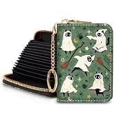 Blusabaca Halloween Spooky Cute Cat Credit Card Holder for Women, Witch Magic Small RFID Wallet, ...