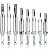 8 pcs Center Drill Bit Set, AFUNTA Self Centering Hinge Tapper Core Hole Puncher Woodworking Tool...