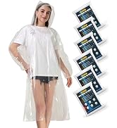 Airpler Rain Ponchos for Family Adults 6 Pack Clear - Disposable Rain Poncho for Women and Men wi...