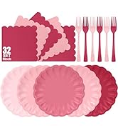 CENLBJ 96Pcs Pink Paper Plates and Napkins Party Supplies,Include 9" Pink Gradient Disposable Pla...