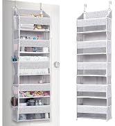 ULG 1 Pack Over Door Organizer with 5 Large Pockets 10 Mesh Side Pockets, Upgraded Linen Texture ...