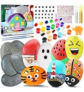 Halobios Rock Painting Kit, 12 Rocks for Painting, Arts and Crafts for Kids Ages 6-12, Rock Paint...