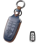 MILD EAST for Ford Leather Car Key Cover, Key Fob Cover Compatible with F550 Lincoln Mustang Fusi...