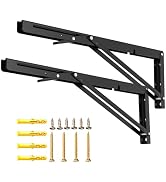 LSK Folding Shelf Brackets, 18 Inch Heavy Duty Collapsible Shelf Bracket, Wall Mounted L Table Hi...