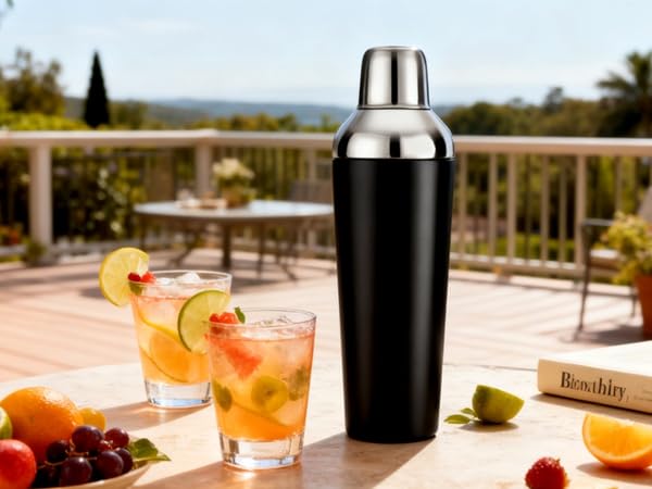 cocktail shaker built in strainer