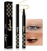 HHLTOH Golden Metallic Glitter Liquid Eyeliner Pen – Long-Lasting Sparkly Waterproof Eyeliner for...