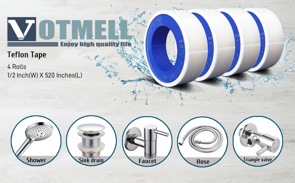 Teflon Tape 4 Rolls 1/2 Inch(W) X 520 Inches(L)