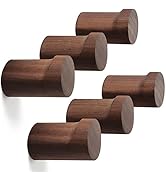 Wood Wall Hooks 6 Pack, Natural Wooden Coat Hooks Wall Mounted, Handmade Rustic Hat Hooks Heavy D...