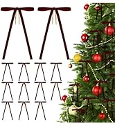 KINGLAKE Vintage Velvet Christmas Bows – 24pcs 5×7'' Burgundy Velvet Bows for Christmas Tree Holi...