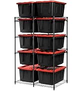 CleverMade Double Tote Tower 10-Bin Organizer Rack for 27 Gallon Storage Totes, Heavy-Duty Garage...