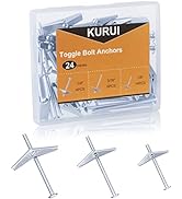 KURUI Heavy Duty Hollow Wall Anchors for Drywall, Carbon Steel, 24Pc Toggle Bolts and Wing Nut Ki...
