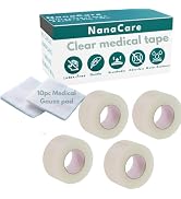 NanaCare Hypoallergenic Transparent Surgical Tape 1 inch x 10yd |4 Rolls Waterproof,Clear| Medica...