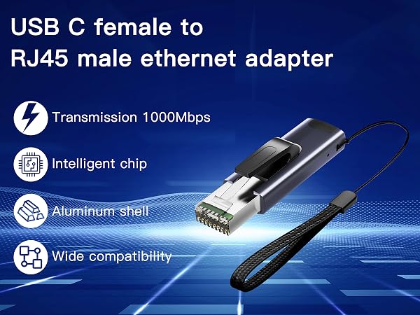 RJ45 to USB C Gigabit Adapter