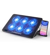 LIANGSTAR Laptop Cooling Pad, Laptop Cooler with 6 Quiet Fans for 12-17 Inch Notebook Gaming Fan ...