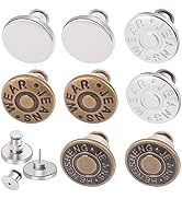 8 Sets Button Pins for Jeans, Jean Button Pins for Loose Jeans, No Sew and No Tools Instant Repla...