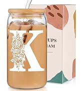 Valentines Day Gifts for Women Decorations:Initial Glass Cup as Office Graduation Memorial Person...