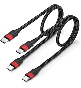 2ft USB C Cable, 2 Pack 60W USB C to USB C Cable 2ft, Braided 2 Foot USBC to UBSC Cord Fast Charg...