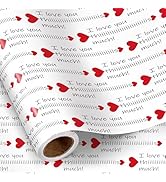RUSPEPA Funny Valentine's Day Wrapping Paper Roll, Mini Roll, Funny I Love You This Much Letterin...