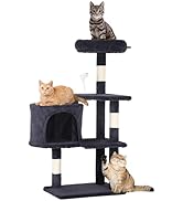 FDW | 36" Cat Tree Tower | Dark Gray | Multi-Level Indoor Activity Center with Sisal Scratching P...