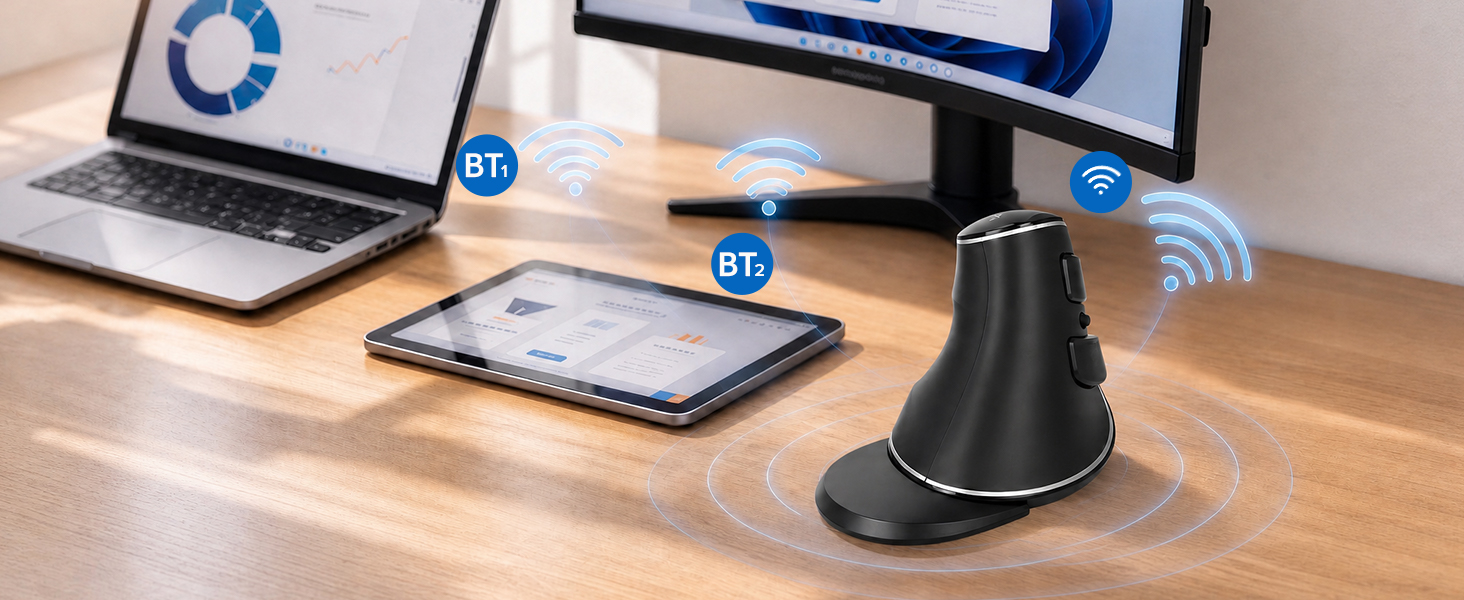 DELUX Wireless Ergonomic Vertical Mouse,Ergo Mouse for Large Hands (M618PD)