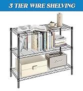 guan river 3 tier 450lbs black shelf for Kitchen Bedroom Bathroom Laundry 36" L x 14" W x 30" H