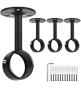 Ceiling Curtain Rod Brackets, Heavy Duty Curtain Rod Holder Black Curtain Rod Hooks Hangers for W...