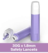 GLUCO-CARE Safety Lancets, Contact Activated, 30G x 1.8 mm, Pre Loaded, Sterile, Box of 100, Conv...