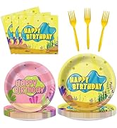Yellow Cartoon Birthday Party Tableware Set – Ocean Theme Plates, Napkins, Forks, Disposable Part...