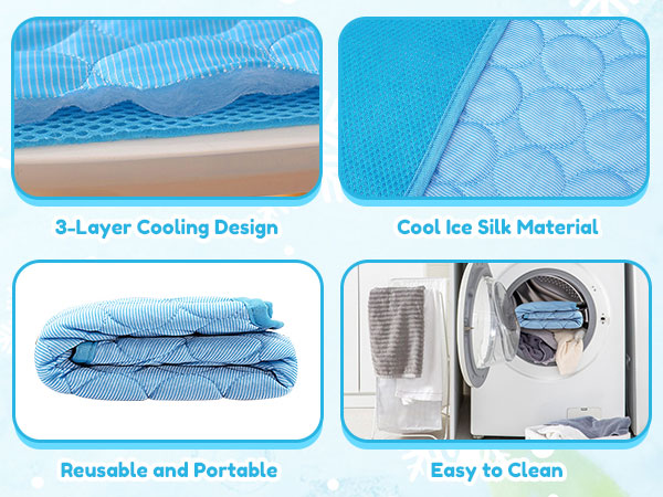 Dog Cooling Mat, Pet Cooling Pads for Dogs Cats Washable Summer Kennel Mat