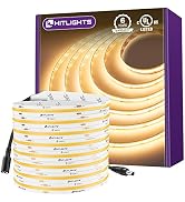 HitLights COB LED Strip Lights Warm White,16.4ft Premium High Density Tape Light 3000K, 24V DC, 2...