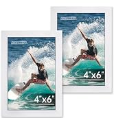 FIXSMITH 4x6 Picture Frame Set of 2, Photo Frame 4x6 with HD Plexiglass, White Picture Frames Col...