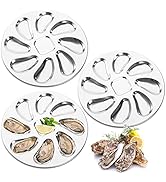 ZOOFOX 3 Pack Stainless Steel Oyster Plate, 8 Slots Oyster Grill Pan, Oyster Shell Shaped Tray fo...