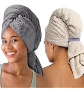 Extra Large Microfiber Hair Towel for Women Curly, Long, Thick Hair, 2 Pack Ultra Absorbent Hair ...