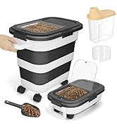 25Lbs Dog Food Storage Container, Large Collapsible Pet Cat Food Container with Airtight Lids Whe...