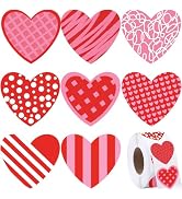 Dreecy 1000 Pieces Valentine's Day Stickers 1.5 Inch Self Adhesive Red Heart Roll Stickers, Valen...