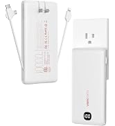 VEEKTOMX Portable Charger with Built in Cables 10000mAh, Power Bank for iPhone with Wall Plug, Tr...