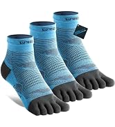 WRELS Coolmax Toe Socks for Men Women,Athletic High Performance Cushion Crew Socks for Running Wo...