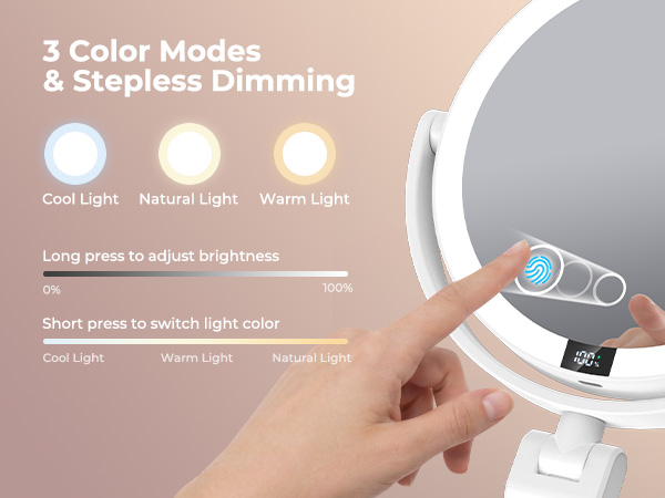travel mirror with light