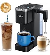 Tastyle Single Serve Coffee Maker with Detachable Milk Frother, Iced and Hot Coffee Machine for K...