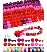 172PCS FIVEIZERO Silicone Beads for Keychain Making, 6 Mixed Colors Silicone Focal Beads Kit, 9mm...