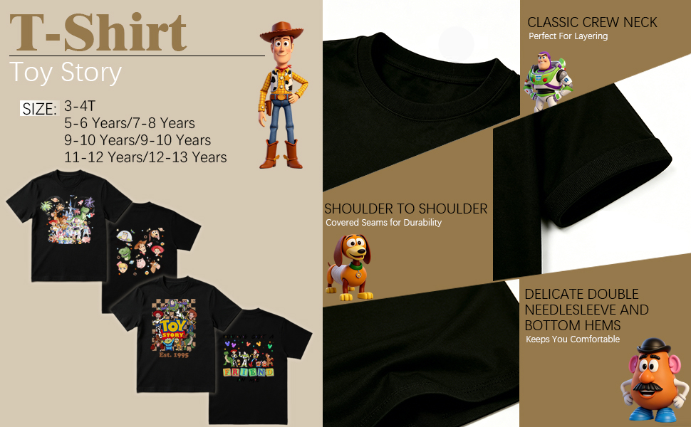 2026 Toy Movie Story 5 Series Boys' and Girls' T-shirts