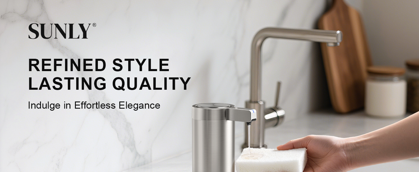 A stainless steel soap dispenser with 3-mode control.