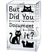 Gkodw But Did You Document It Acrylic Cosmetic Organizer Pen Holder, Black Cats Acrylic Desk Hold...