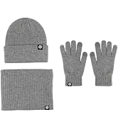 Knit Scarf/Hat/Gloves Set,Soft Warm Beanie,Touch Screen for Families Friends Unisex Cable Knit Wi...