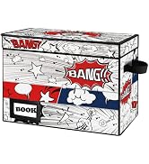 YNSZAS Comic Book Storage, Comic Book Box, 15.8" X 7.8" X 11.8", Collapsible Comic Short Box, Hol...