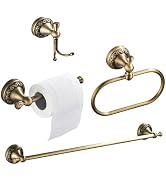 Flybath 4PC Set - Oval Towel Ring, Toilet Paper Holder, Towel Hook and 24 Inch Towel Bar Antique ...