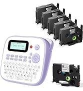 EazeID D210S Label Maker Machine with 6PK Black Tapes Waterproof, Portable Labeler with Keyboard ...