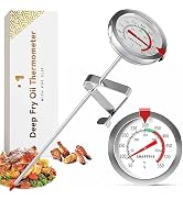 Candy Deep Fry Thermometer with Pot Clip 8" - Instant Read Food Thermometer | Mechanical Meat The...